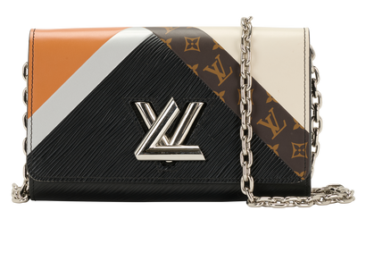 Twist Wallet On Chain, &pound;1,100, Handbags, Black/Brown, Canvas/Leather, Front view